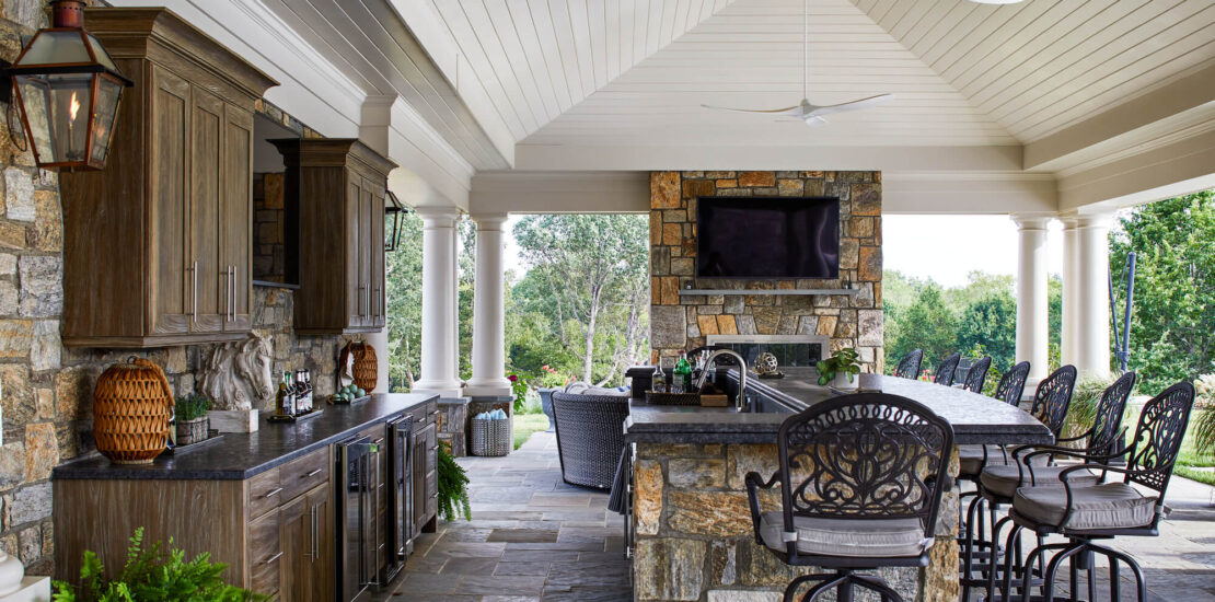Metro Design Build Group | Custom Home Builder and Remodeler in Metro D.C. - outdoor kitchen with large island and tv
